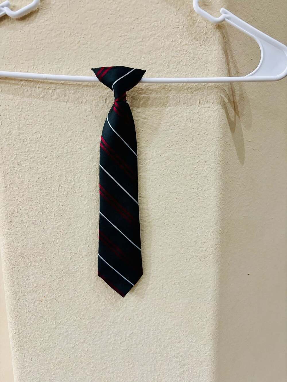 Black Red White Striped Clip-On Necktie